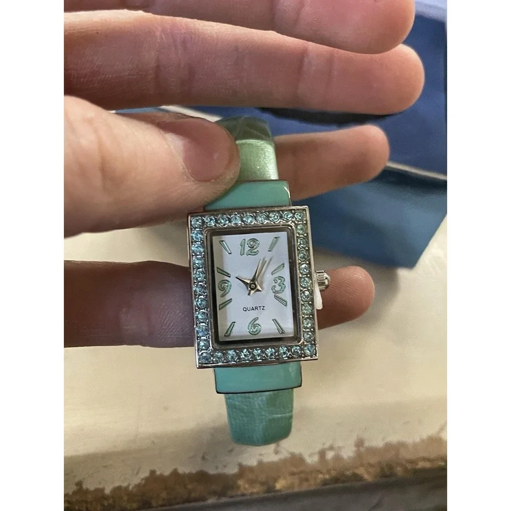Avon Birthstone Cuff Watch/Bracelet Set March New In Box
